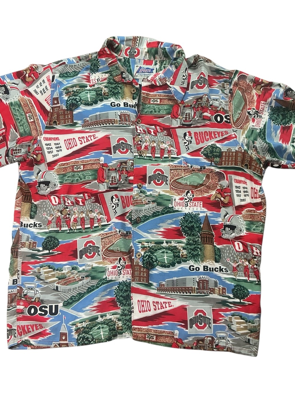 Vintage The Ohio State buckeyes 100% rayon button front short sleeve shirt XL